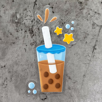 Boba tea vinyl sticker, offered in classic white with white background and white border or clear sticker with a solid white backing, but is clear once the backing is removed. Beverages stickers by Simpliday Paper by Olga Nagorna.