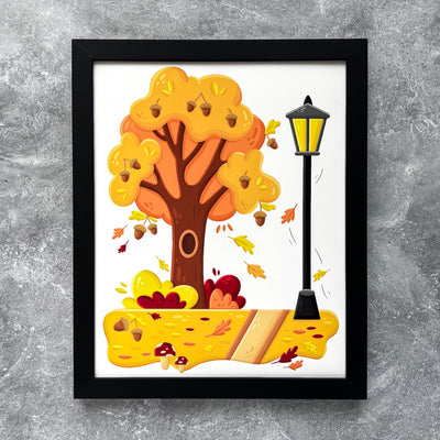 Bring the life and the autumn colors to your favorite home or office space with our Fall Tree - Fall Road art print! This original design is featuring autumn leaves falling in bold, bright colors.