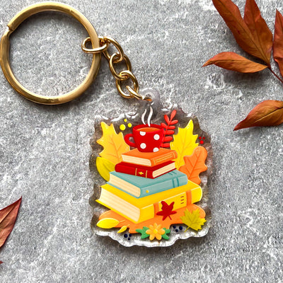 Fall acrylic keychain, design on both sides.