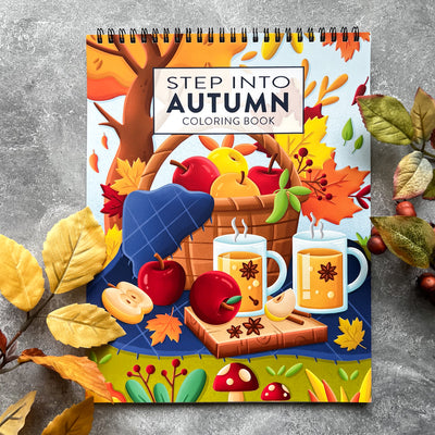 Color your way through autumn, a coloring book filled with pumpkin spice moments and cozy scenes. The perfect quality time activity for you and your kids. This book features 20 unique, line art drawings, spiral-bound for easy coloring of each page, and is single-sided to prevent bleeding onto the next page when coloring with markers.