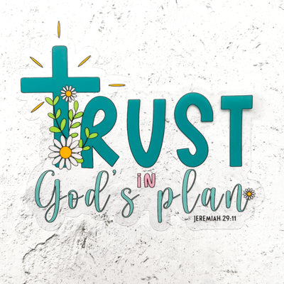 Trust in God's plan clear vinyl sticker by Simpliday Paper, Olga Nagorna.