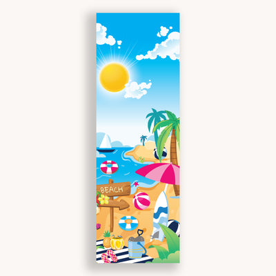 Grab this bookmark with your favorite book next time you're going to the beach. Summer beach bookmark is printed in full color front and back with coordinating designs.