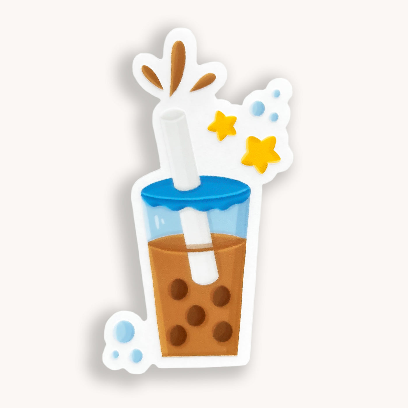 Boba tea vinyl sticker, offered in classic white with white background and white border or clear sticker with a solid white backing, but is clear once the backing is removed. Beverages stickers by Simpliday Paper by Olga Nagorna.