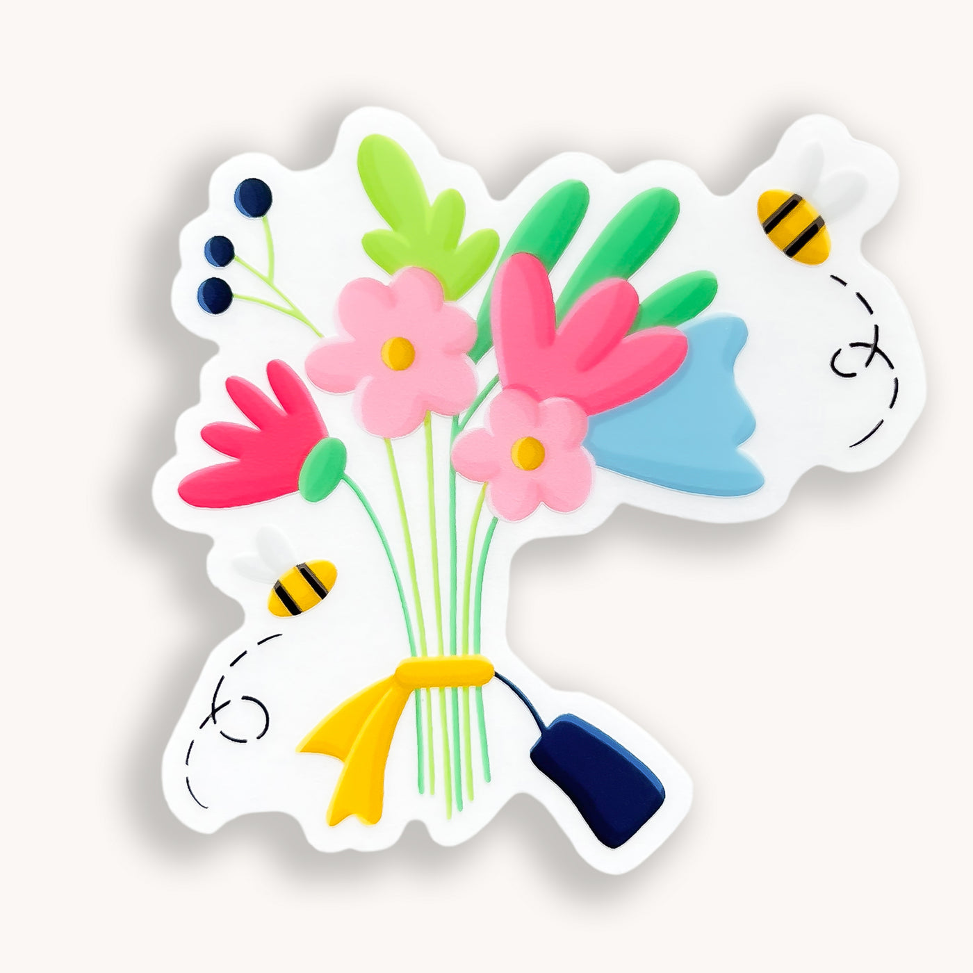 Flower bouquet clear vinyl sticker comes with a solid white backing, but is clear once the backing is removed by Simpliday Paper by Olga Nagorna.