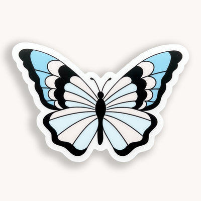 Clear pink and blue butterfly vinyl sticker by Simpliday Paper by Olga Nagorna comes with a solid white backing, but is clear once the backing is removed. 