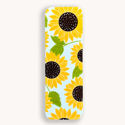Sunflower on sky blue background bookmark with rounded corners by Simpliday Paper, Olga Nagorna.