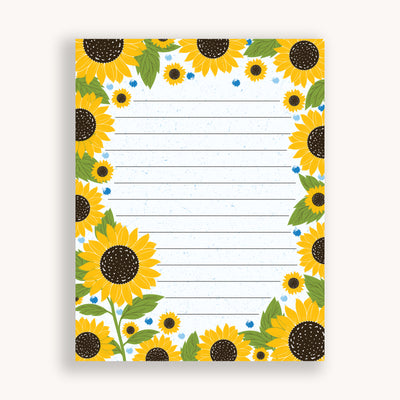 Enjoy these beautiful summer florals - sunflowers on your stationery products. Combined with a very light blue background.&nbsp;