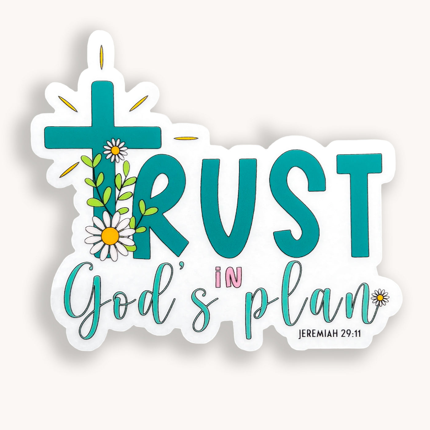 Trust in God's plan clear vinyl sticker by Simpliday Paper, Olga Nagorna.